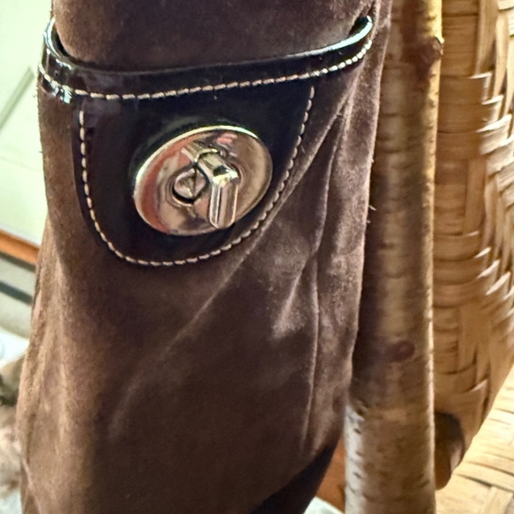 COACH Chocolate Brown Suede bag- Excellent condition.( see photos)   9 x 13 - Picture 4 of 5